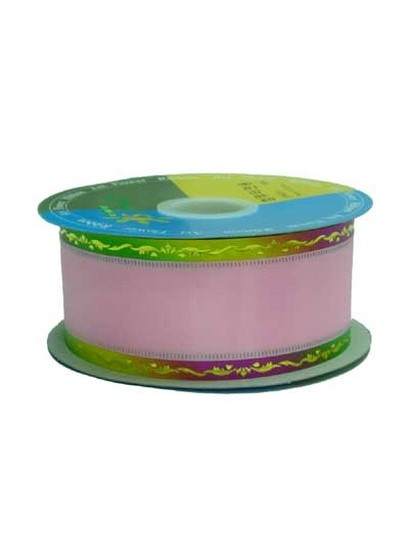 레인보우금박리본5.5cm(전체폭7.3cm)핑크/연두35yd