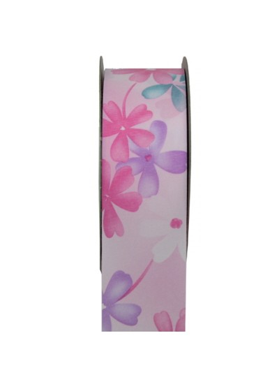 꽃공단리본4.5cm(핑크)50yd