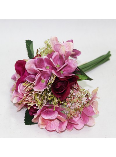 수국장미믹스번들조화(와인)7줄기