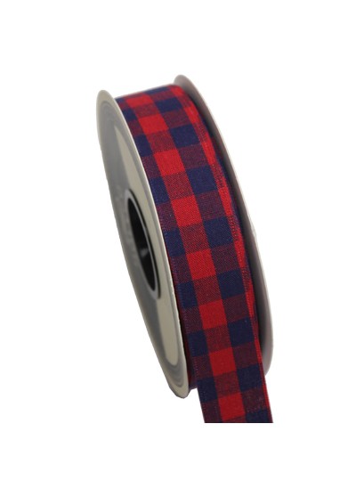 베이직면체크리본2.5cm(레드/네이비)25yd