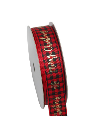 체크금박리본2.5cm(10yd)빨강