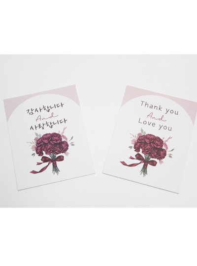 감사카드(버건디카네이션 영문)30장