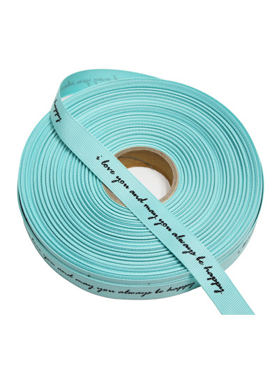 레터링 골직리본1.5cm(love,happy)민트50yd