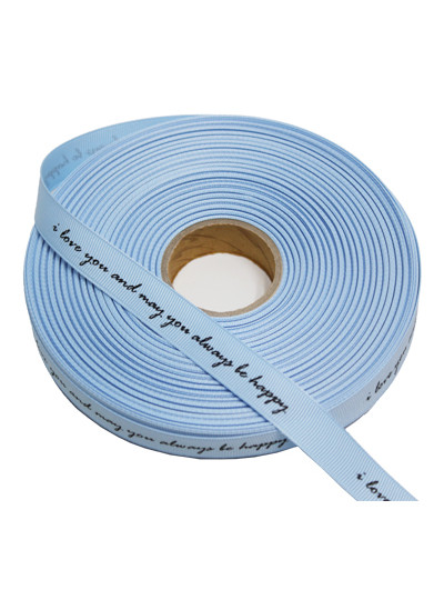 레터링 골직리본1.5cm(love,happy)하늘50yd