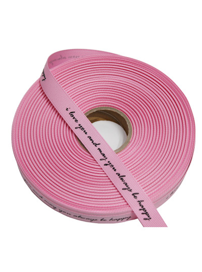 레터링 골직리본1.5cm(love,happy)연핑크50yd